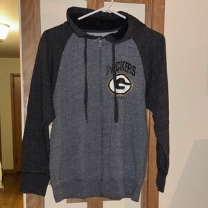 Gray and Dark Grey Packers Zip-Up Hoodie with sparkly Parker’s logo